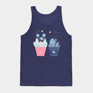 Heart and Moon Flower Pots Tank Top